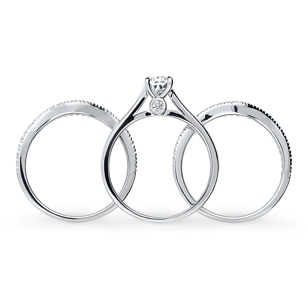 Alternate view of Solitaire Wishbone 0.8ct Pear CZ Ring Set in Sterling Silver, 8 of 13