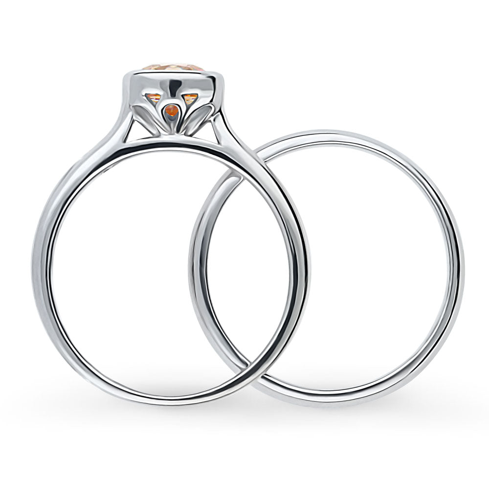 Alternate view of Solitaire Kaleidoscope Red Orange CZ Ring Set in Sterling Silver, 8 of 11