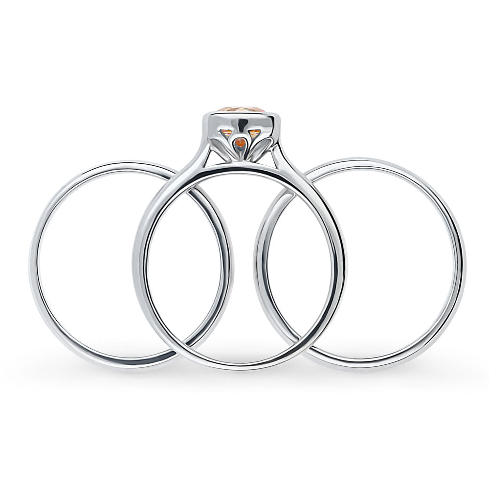 Alternate view of Solitaire Kaleidoscope Red Orange CZ Ring Set in Sterling Silver, 8 of 11