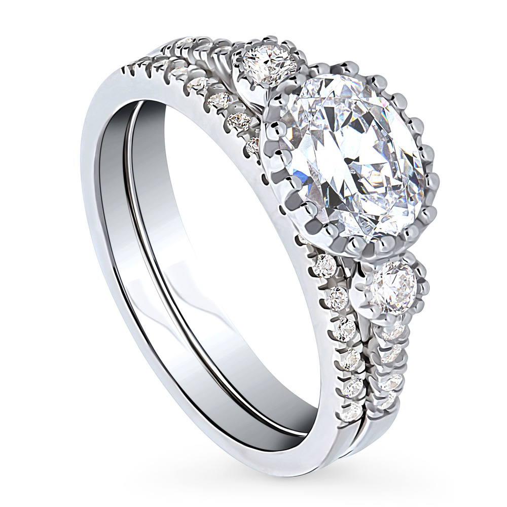 3-Stone 1.2ct Oval CZ Ring Set in Sterling Silver