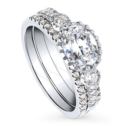 3-Stone 1.2ct Oval CZ Ring Set in Sterling Silver