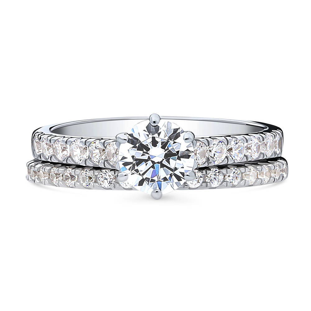 Solitaire 0.8ct Round CZ Ring Set in Sterling Silver, 1 of 15