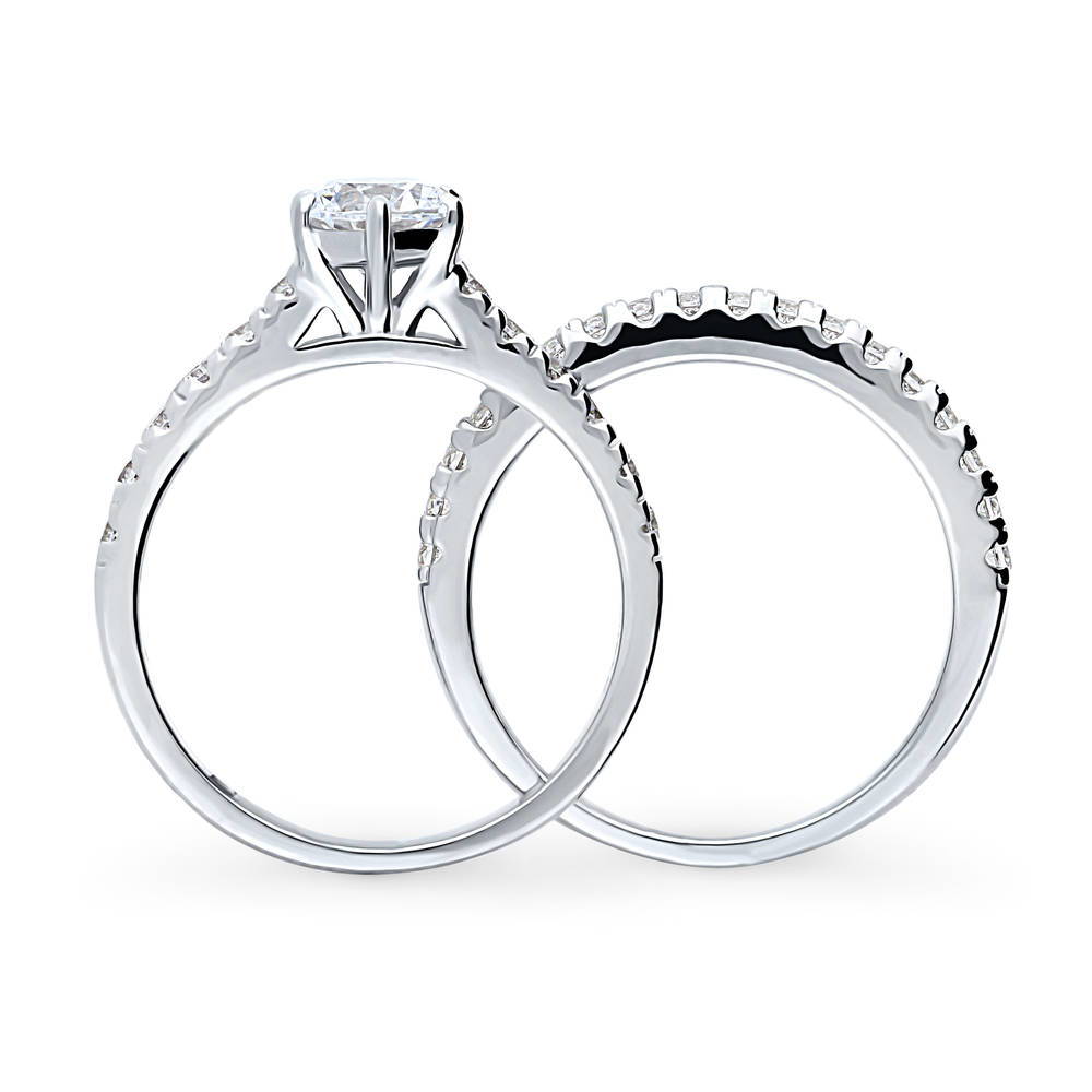 Alternate view of Solitaire 0.8ct Round CZ Ring Set in Sterling Silver, 7 of 14