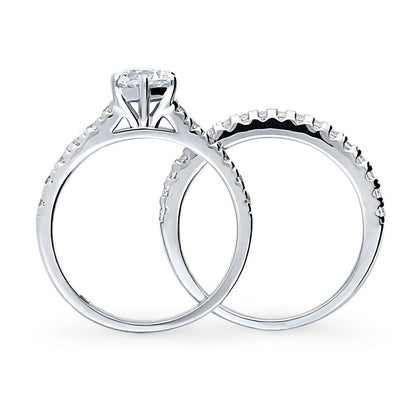 Solitaire 0.8ct CZ Ring Set in Sterling Silver