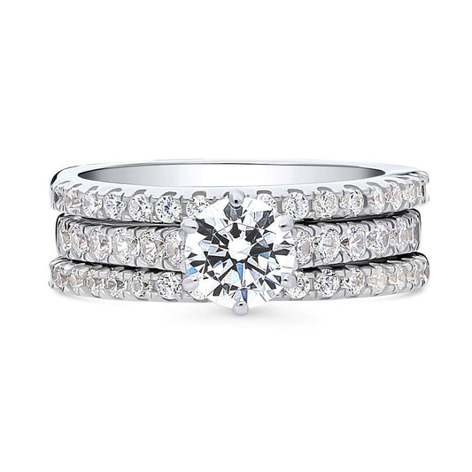 Solitaire 0.8ct Round CZ Ring Set in Sterling Silver
