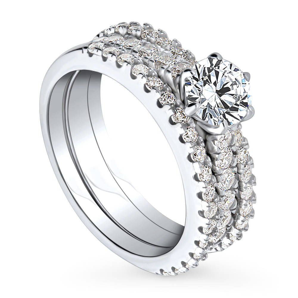Solitaire 0.8ct CZ Ring Set in Sterling Silver