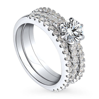 Solitaire 0.8ct CZ Ring Set in Sterling Silver