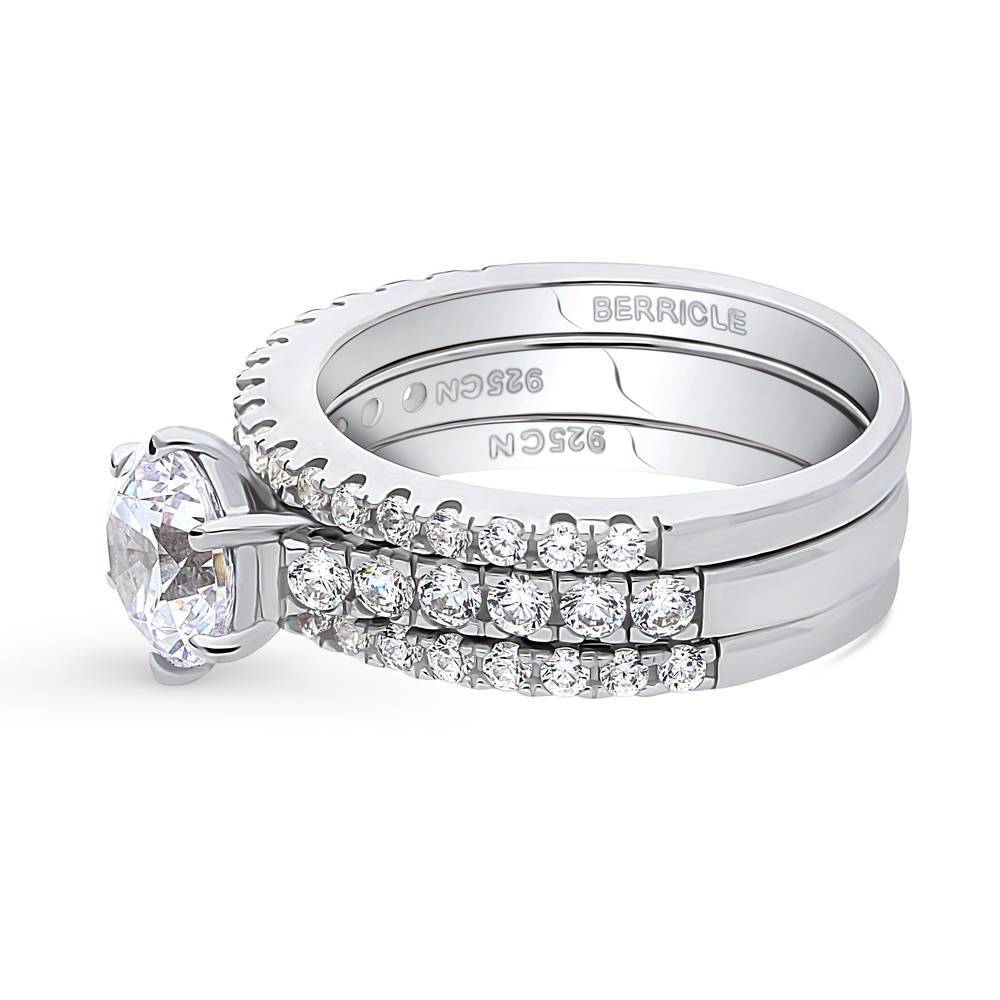Angle view of Solitaire 1.25ct CZ Ring Set in Sterling Silver, 5 of 15