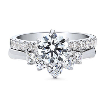 5-Stone Solitaire CZ Ring Set in Sterling Silver