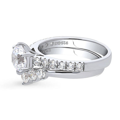 Solitaire 5-Stone Wishbone 1.25ct CZ Ring Set in Sterling Silver