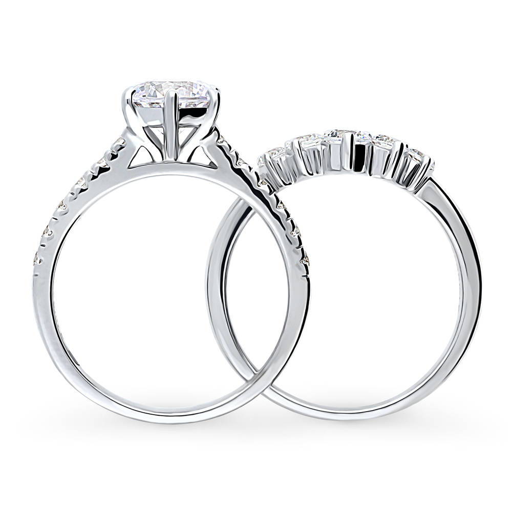 Alternate view of 5-Stone Solitaire CZ Ring Set in Sterling Silver, 8 of 20