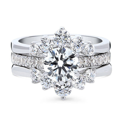 Solitaire 5-Stone Wishbone 1.25ct CZ Ring Set in Sterling Silver