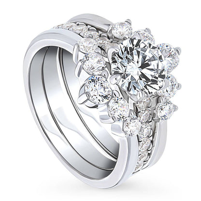 Solitaire 5-Stone Wishbone 1.25ct CZ Ring Set in Sterling Silver