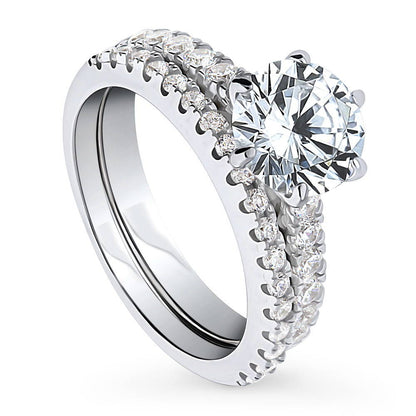 Solitaire 2ct CZ Ring Set in Sterling Silver