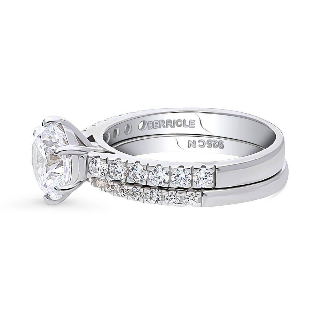 Angle view of Solitaire 2ct CZ Ring Set in Sterling Silver, 5 of 16