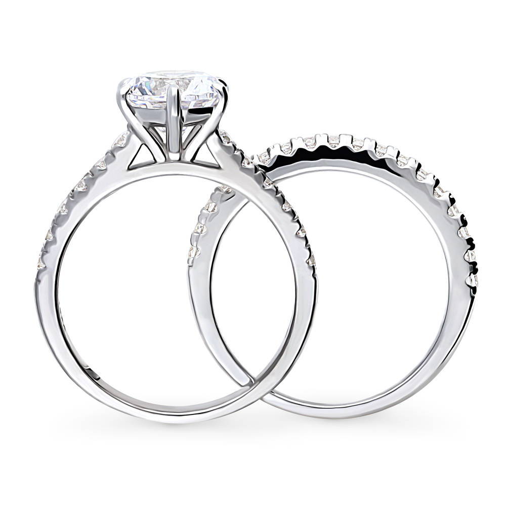 Alternate view of Solitaire 2ct CZ Ring Set in Sterling Silver, 8 of 16