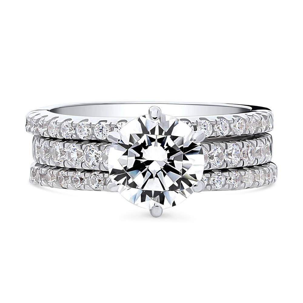 Solitaire 2ct CZ Ring Set in Sterling Silver, 1 of 16