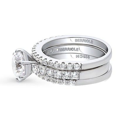 Solitaire 2ct CZ Ring Set in Sterling Silver
