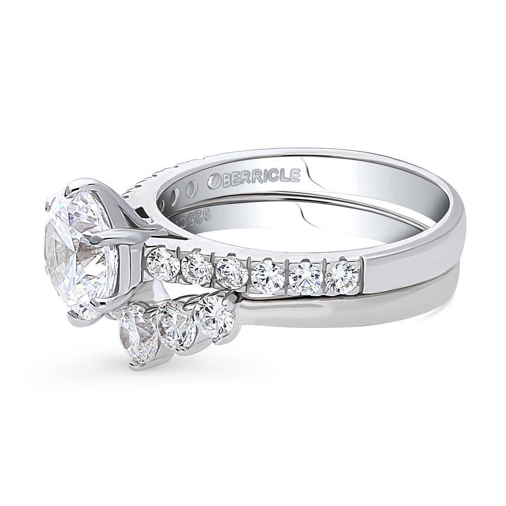 Angle view of 5-Stone Solitaire CZ Ring Set in Sterling Silver, 4 of 17