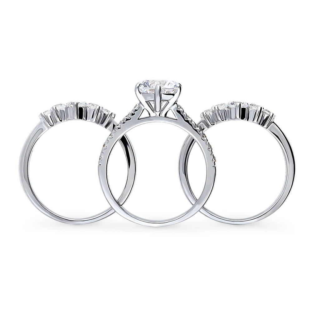 Alternate view of Solitaire 5-Stone Wishbone 2ct CZ Ring Set in Sterling Silver, 8 of 18