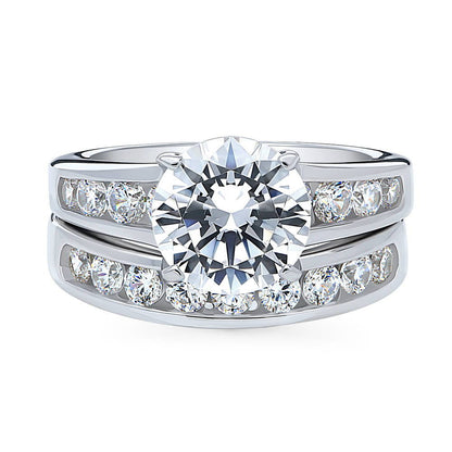 Solitaire 2.7ct CZ Ring Set in Sterling Silver