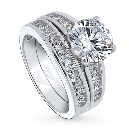 Solitaire 2.7ct CZ Ring Set in Sterling Silver