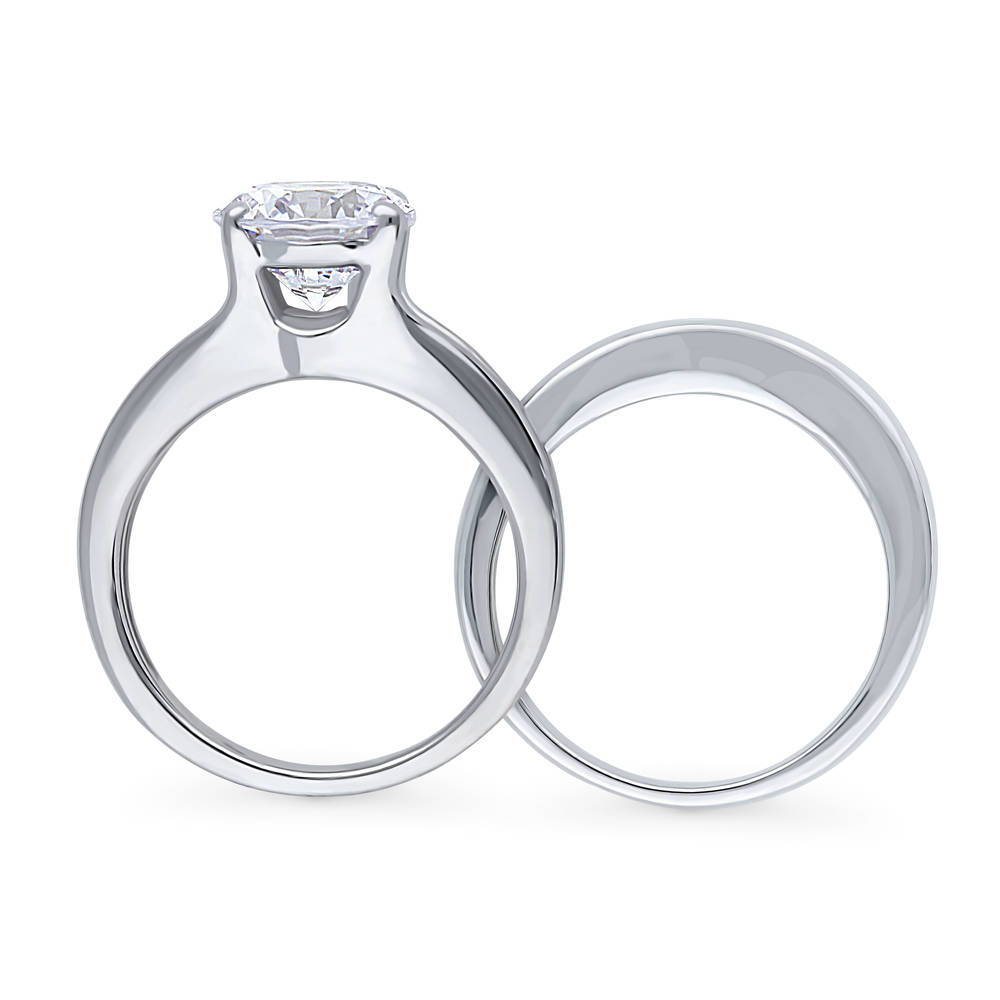 Solitaire 2.7ct CZ Ring Set in Sterling Silver