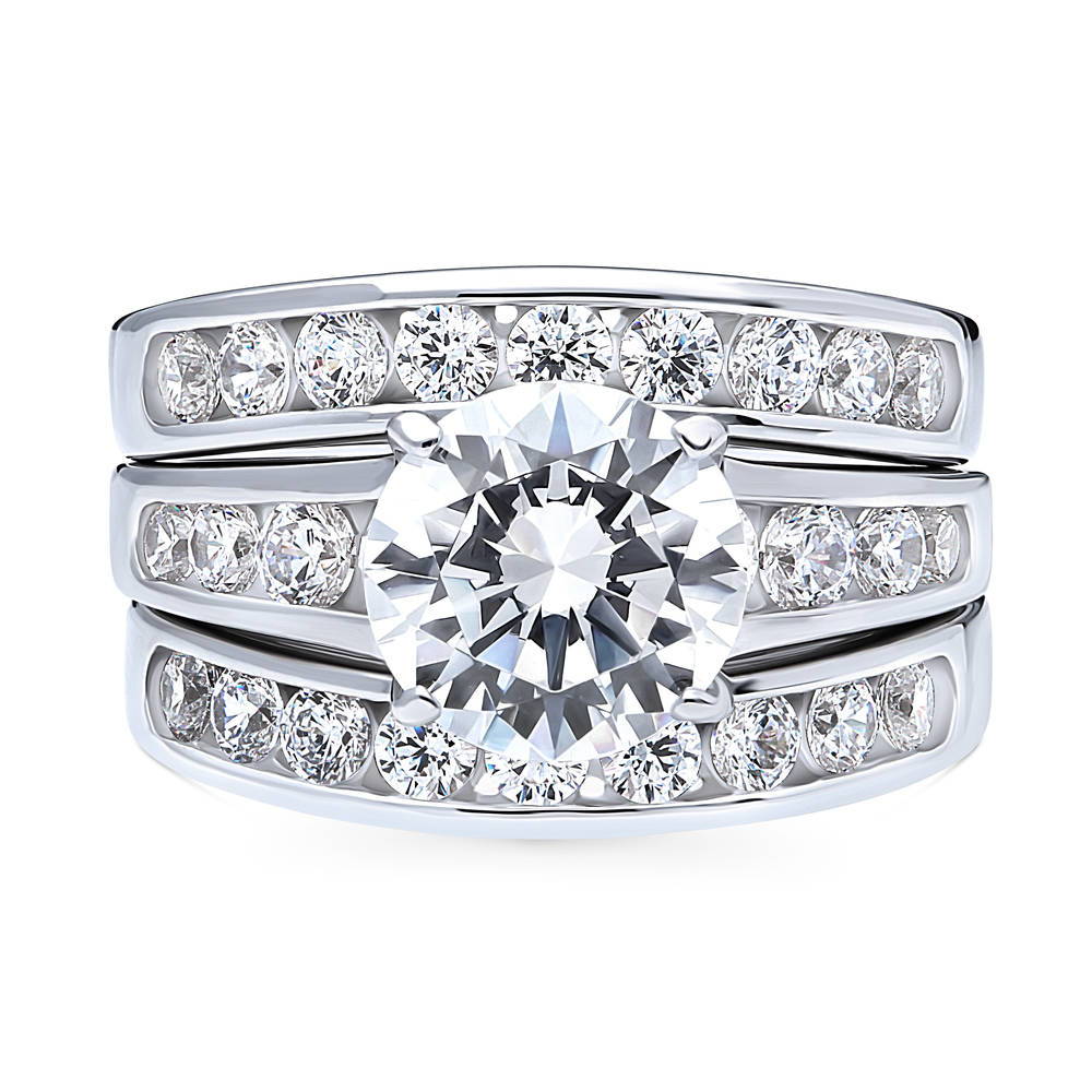 Solitaire 2.7ct CZ Ring Set in Sterling Silver