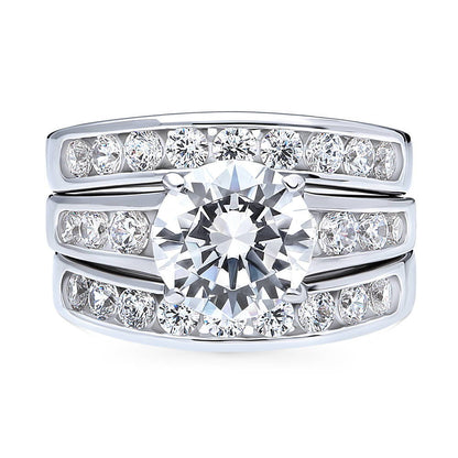 Solitaire 2.7ct CZ Ring Set in Sterling Silver