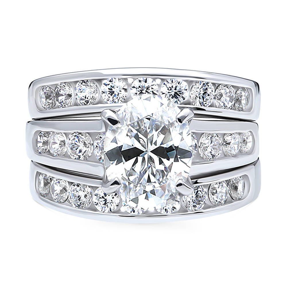 Solitaire 2.5ct Oval CZ Ring Set in Sterling Silver, 1 of 17
