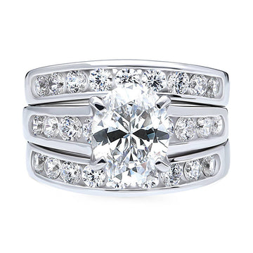 Solitaire 2.5ct Oval CZ Ring Set in Sterling Silver