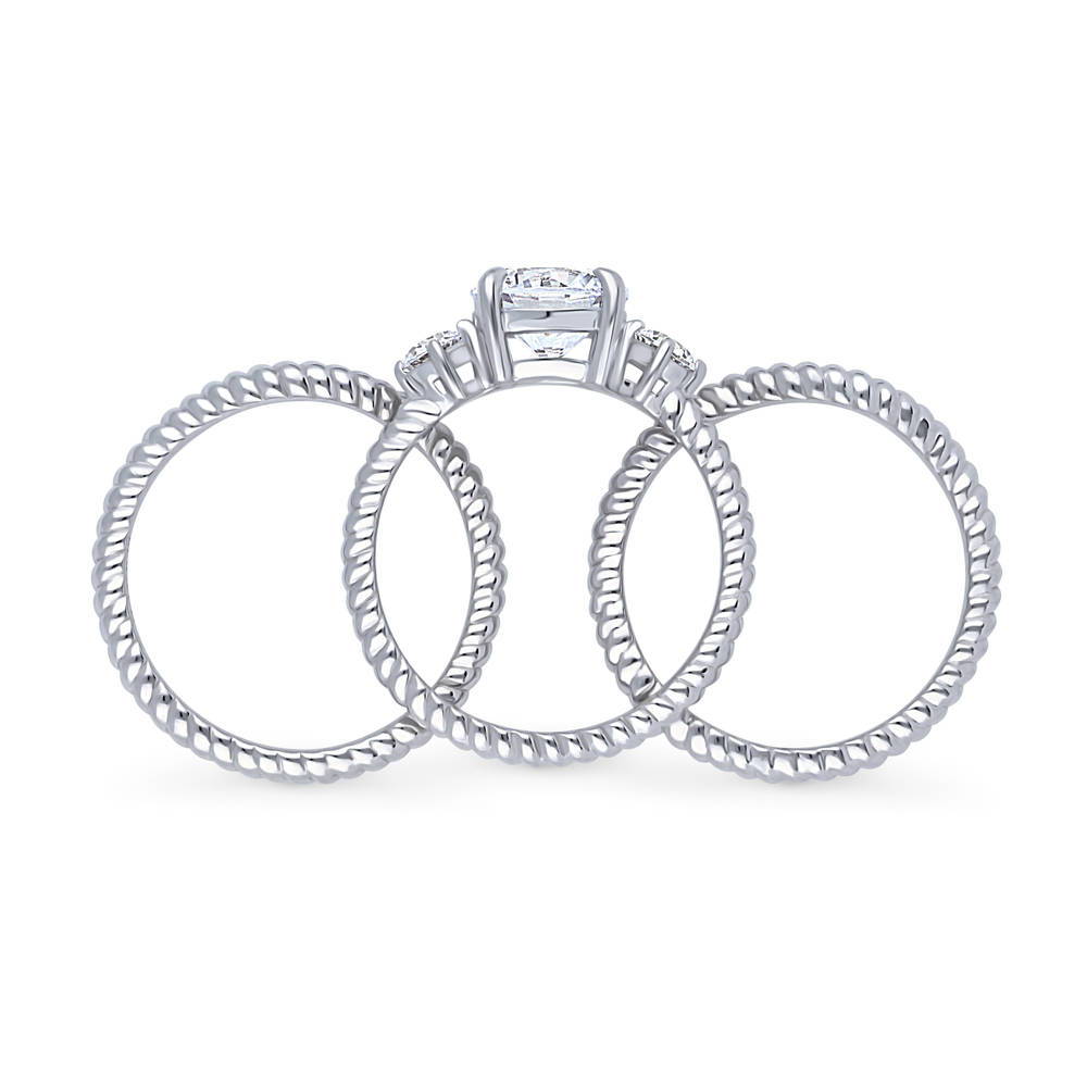 3-Stone Woven Round CZ Ring Set in Sterling Silver