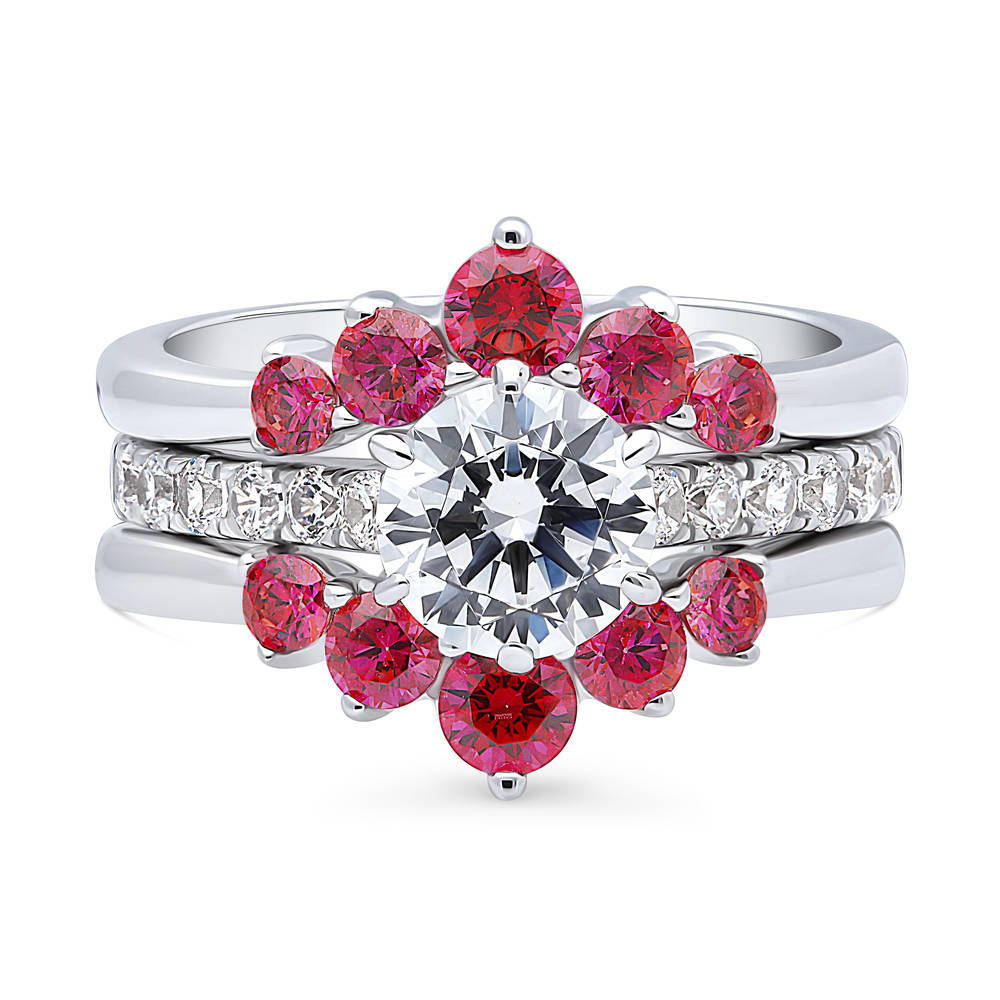 5-Stone Solitaire CZ Ring Set in Sterling Silver