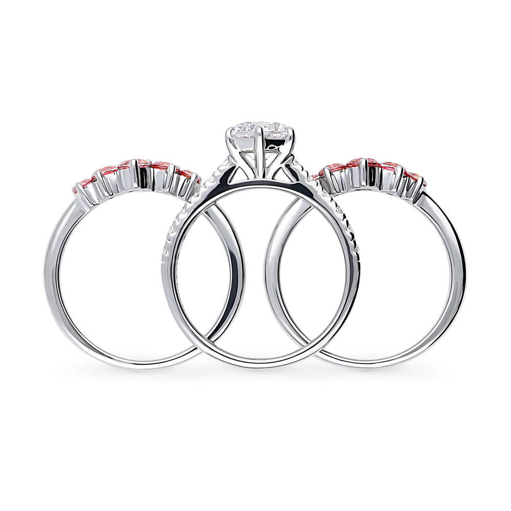 5-Stone Solitaire CZ Ring Set in Sterling Silver, alternate view