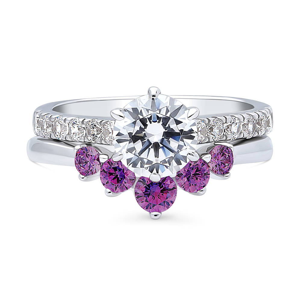 Solitaire 5-Stone Wishbone 1.25ct CZ Ring Set in Sterling Silver, 1 of 20
