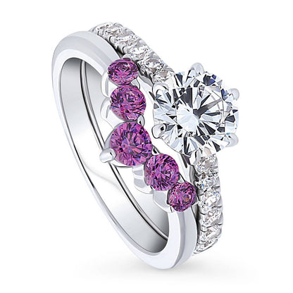 Solitaire 5-Stone Wishbone 1.25ct CZ Ring Set in Sterling Silver