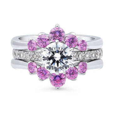 5-Stone Solitaire CZ Ring Set in Sterling Silver