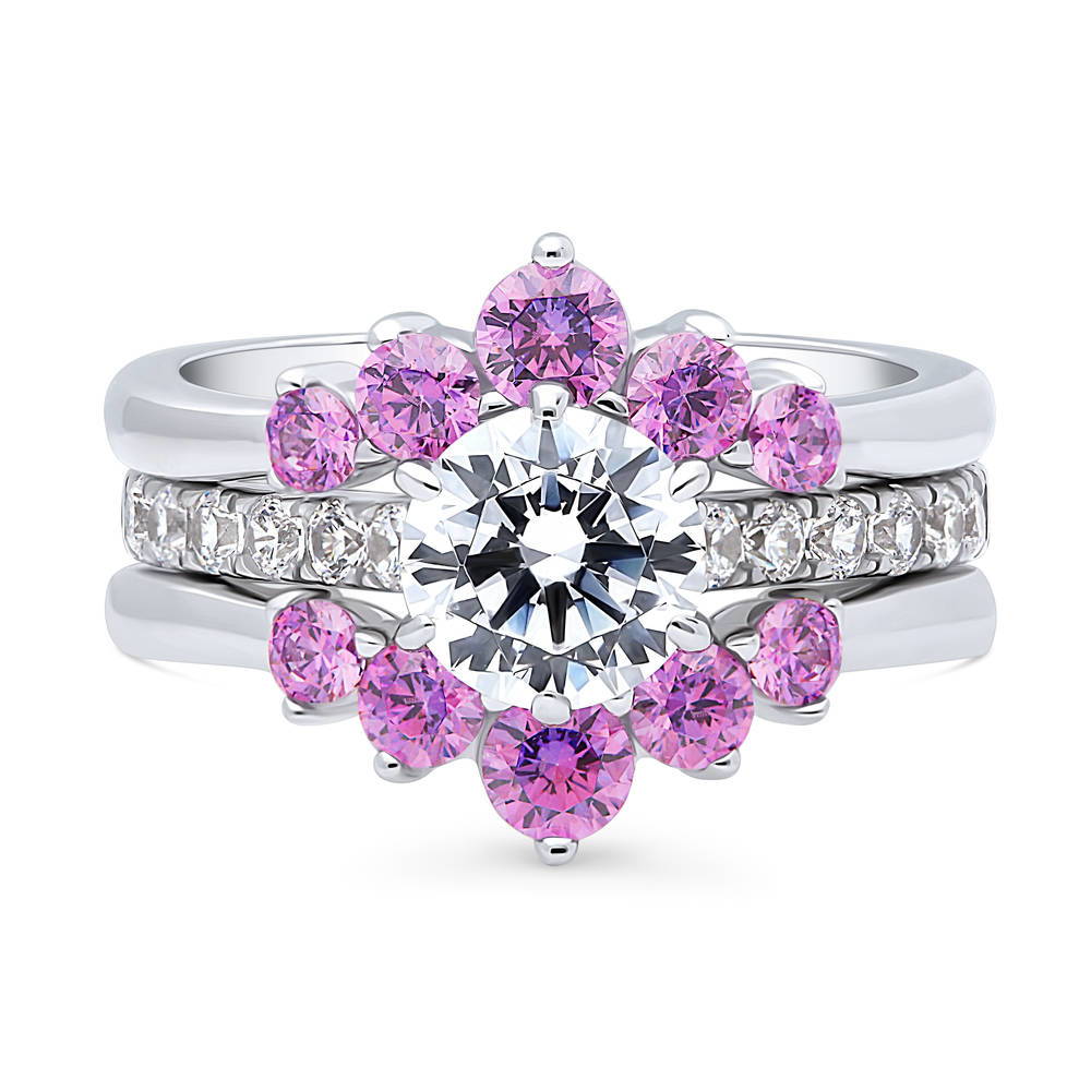 Solitaire 5-Stone Wishbone 1.25ct CZ Ring Set in Sterling Silver