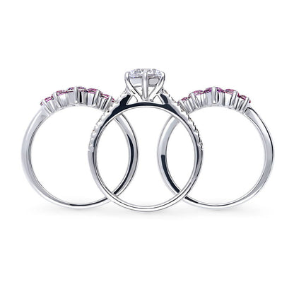 Solitaire 5-Stone Wishbone 1.25ct CZ Ring Set in Sterling Silver