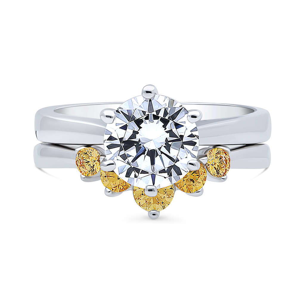 5-Stone Solitaire 2ct CZ Ring Set in Sterling Silver