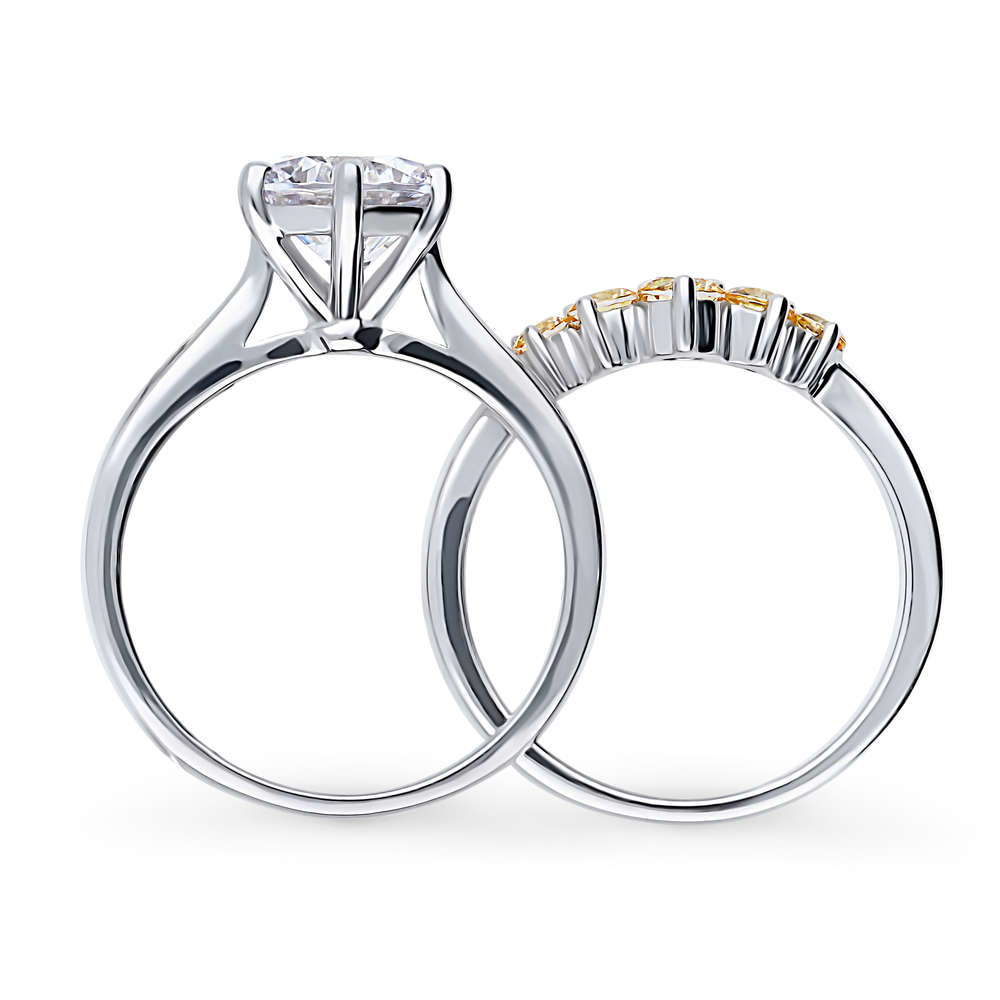 5-Stone Solitaire 2ct CZ Ring Set in Sterling Silver