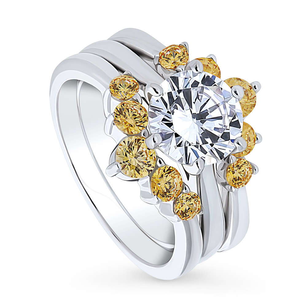 Front view of 5-Stone Solitaire 2ct CZ Ring Set in Sterling Silver, 4 of 20