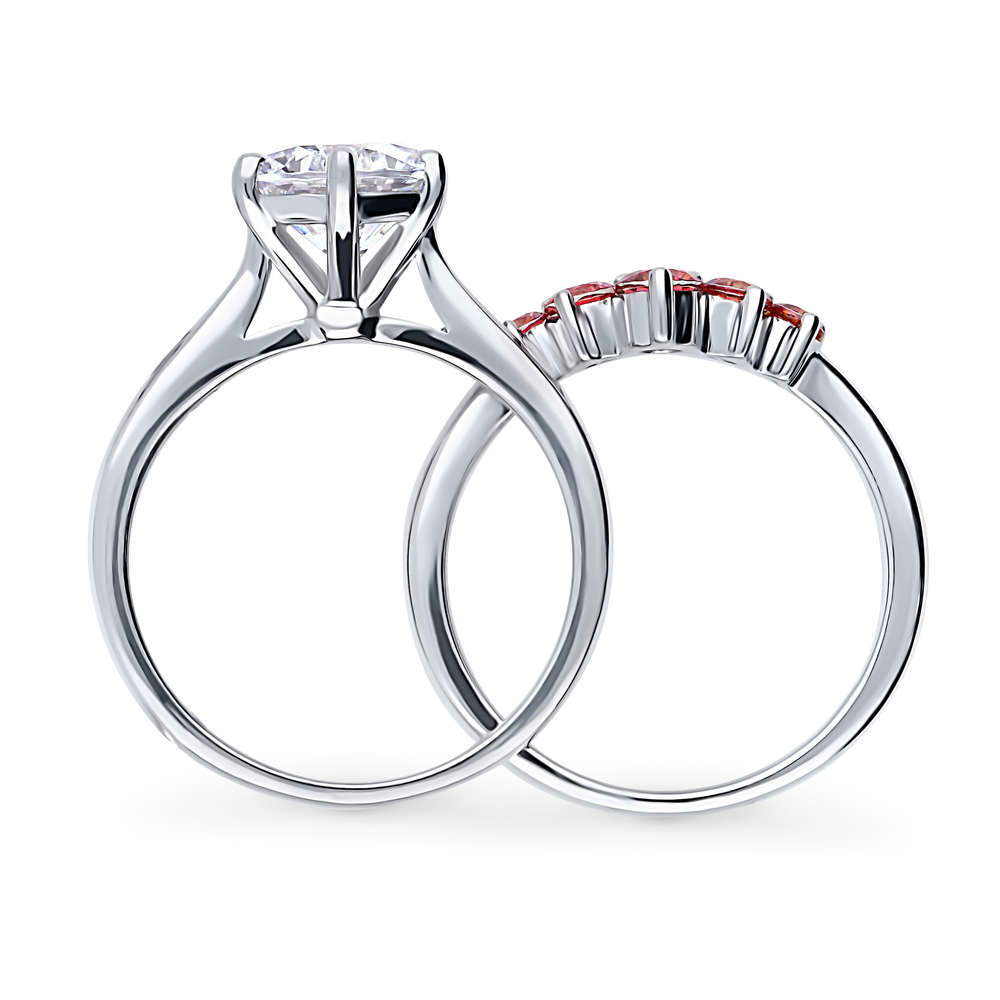 Alternate view of 5-Stone Solitaire CZ Ring Set in Sterling Silver, 7 of 19