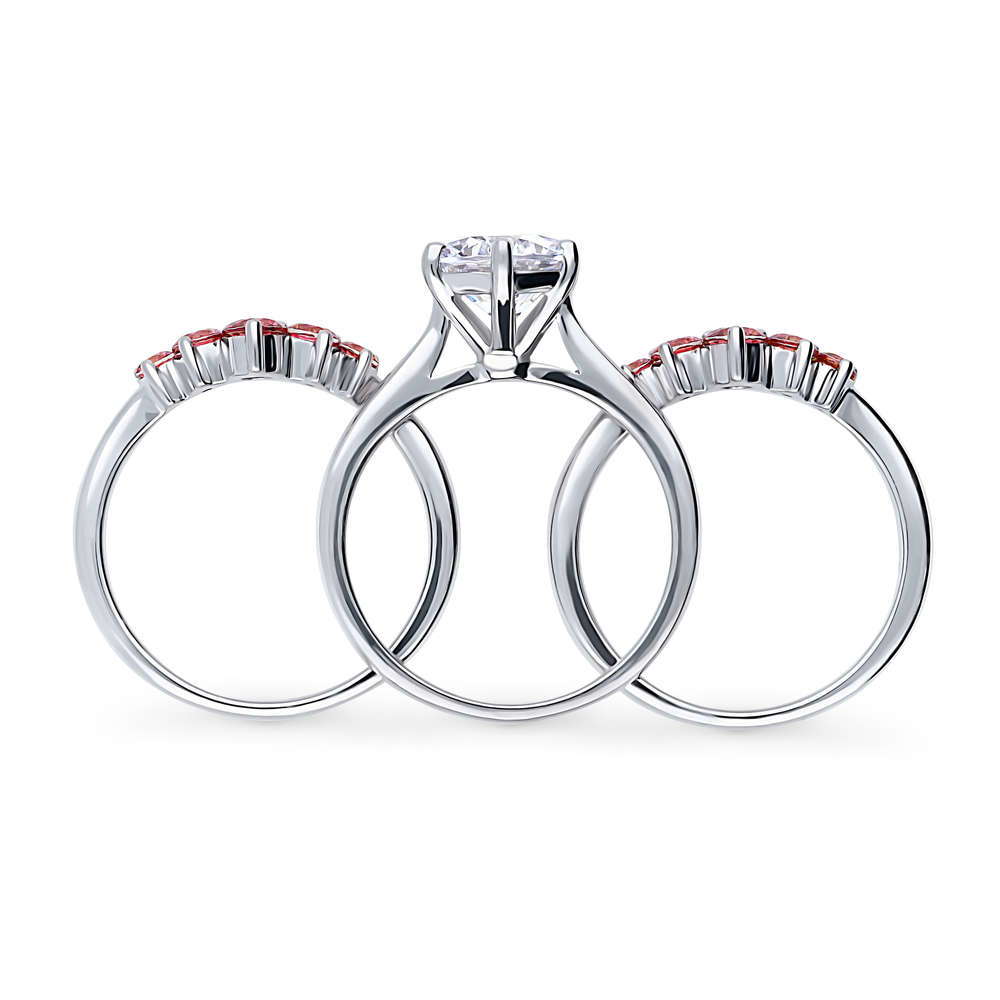 Alternate view of 5-Stone Solitaire CZ Ring Set in Sterling Silver, 7 of 19