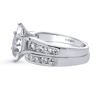 Solitaire 1.6ct Marquise CZ Ring Set in Sterling Silver