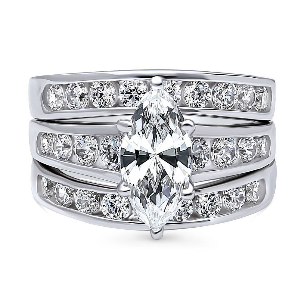 Solitaire 1.6ct Marquise CZ Ring Set in Sterling Silver, 1 of 19