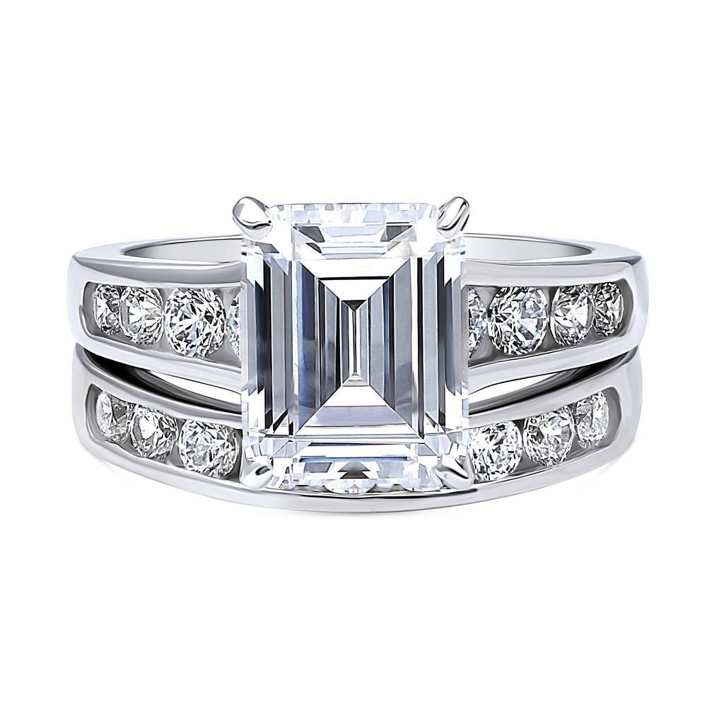 Solitaire 3.8ct Emerald Cut CZ Statement Ring Set in Sterling Silver, 1 of 18
