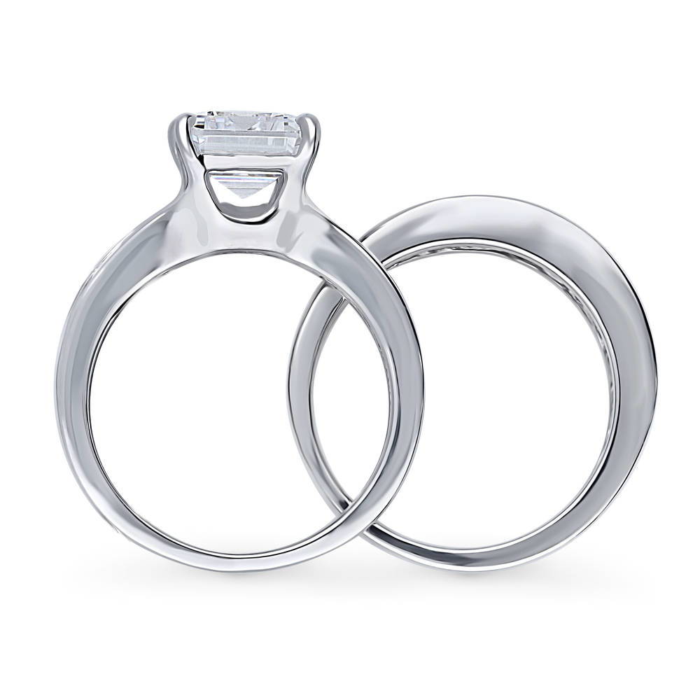 Solitaire 3.8ct Emerald Cut CZ Statement Ring Set in Sterling Silver