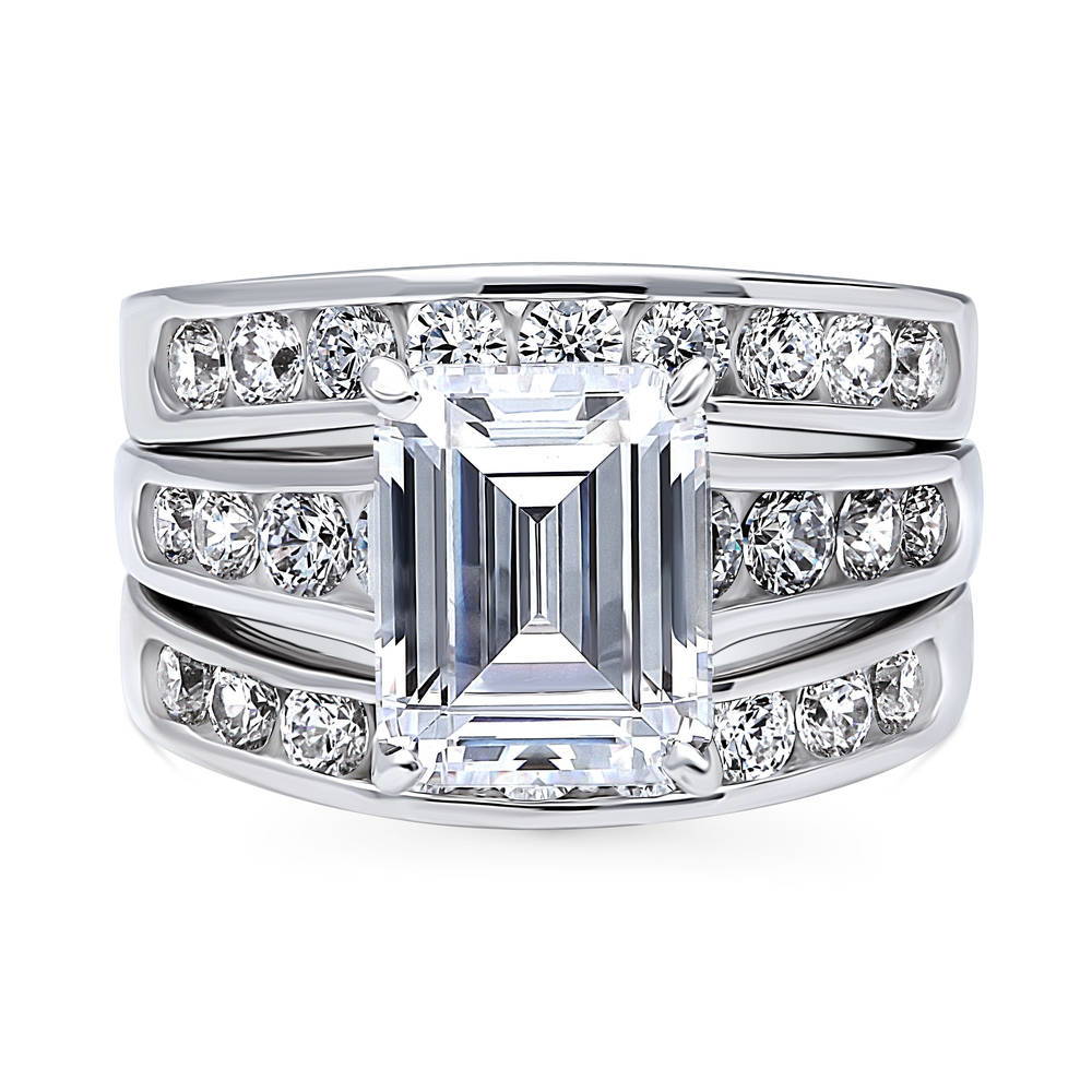 Solitaire 3.8ct Emerald Cut CZ Statement Ring Set in Sterling Silver, 1 of 18
