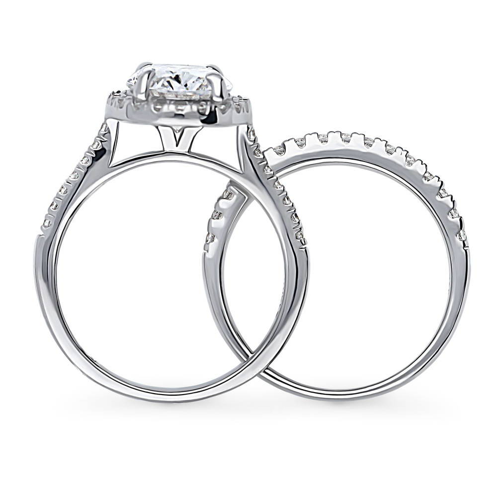 Alternate view of Halo Oval CZ Ring Set in Sterling Silver, 4 of 18